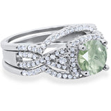 Round Natural Stone Three Piece Ring