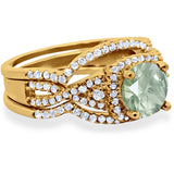 Round Natural Stone Three Piece Ring