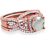 Round Natural Stone Three Piece Ring