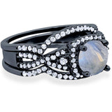 Round Natural Stone Three Piece Ring