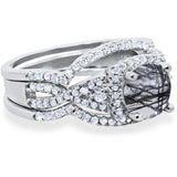 Round Natural Stone Three Piece Ring