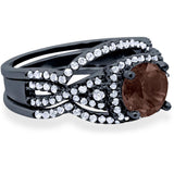 Round Natural Stone Three Piece Ring