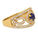 Round Natural Stone Infinity Shank  Ring