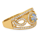 Round Natural Stone Infinity Shank  Ring