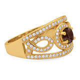 Round Natural Stone Infinity Shank  Ring