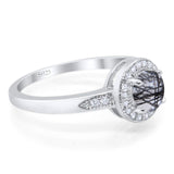 Round Natural Stone Engagement Ring