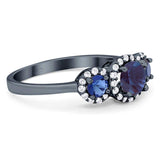 Round Natural Stone Three Stone Ring