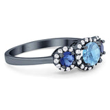 Round Natural Stone Three Stone Ring