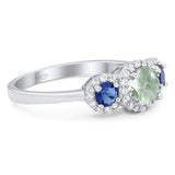 Round Natural Stone Three Stone Ring