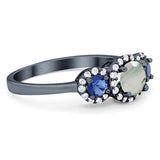 Round Natural Stone Three Stone Ring