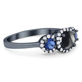 Round Natural Stone Three Stone Ring