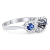 Round Natural Stone Three Stone Ring