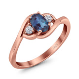 Art Deco Oval Natural Stone Three Stone Ring