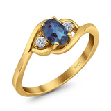 Art Deco Oval Natural Stone Three Stone Ring