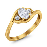 Art Deco Oval Natural Stone Three Stone Ring