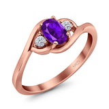 Art Deco Oval Natural Stone Three Stone Ring