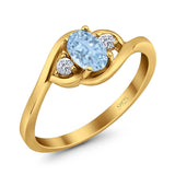 Art Deco Oval Natural Stone Three Stone Ring