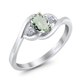 Art Deco Oval Natural Stone Three Stone Ring