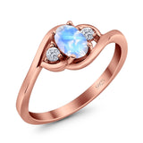 Art Deco Oval Natural Stone Three Stone Ring