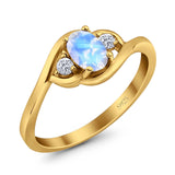 Art Deco Oval Natural Stone Three Stone Ring