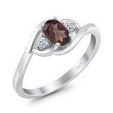 Art Deco Oval Natural Stone Three Stone Ring