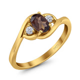 Art Deco Oval Natural Stone Three Stone Ring