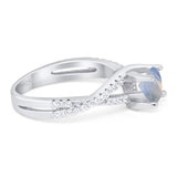 Art Deco Round Natural Stone Twisted Ring