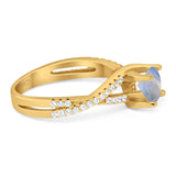 Art Deco Round Natural Stone Twisted Ring