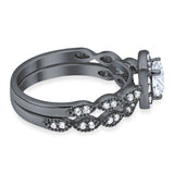 Two Piece Round Natural Stone Bridal Ring