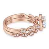 Two Piece Round Natural Stone Bridal Ring