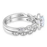 Two Piece Round Natural Stone Bridal Ring