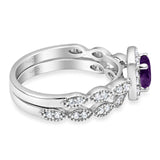 Two Piece Round Natural Stone Bridal Ring
