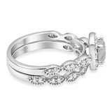 Two Piece Round Natural Stone Bridal Ring