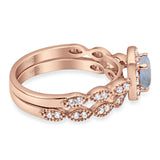 Two Piece Round Natural Stone Bridal Ring