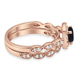 Two Piece Round Natural Stone Bridal Ring