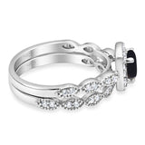Two Piece Round Natural Stone Bridal Ring