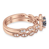 Two Piece Round Natural Stone Bridal Ring