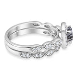 Two Piece Round Natural Stone Bridal Ring