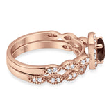 Two Piece Round Natural Stone Bridal Ring