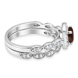 Two Piece Round Natural Stone Bridal Ring