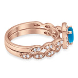 Two Piece Round Natural Stone Bridal Ring