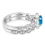 Two Piece Round Natural Stone Bridal Ring