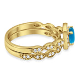 Two Piece Round Natural Stone Bridal Ring