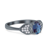 Art Deco Oval Natural Stone Promise Ring