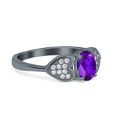 Art Deco Oval Natural Stone Promise Ring