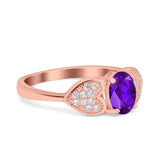 Art Deco Oval Natural Stone Promise Ring