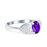 Art Deco Oval Natural Stone Promise Ring
