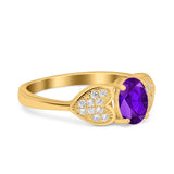 Art Deco Oval Natural Stone Promise Ring