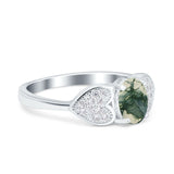 Art Deco Oval Natural Stone Promise Ring