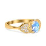 Art Deco Oval Natural Stone Promise Ring